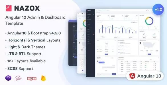 Nazox v1.0基于Angular 10后台管理主题模版源码