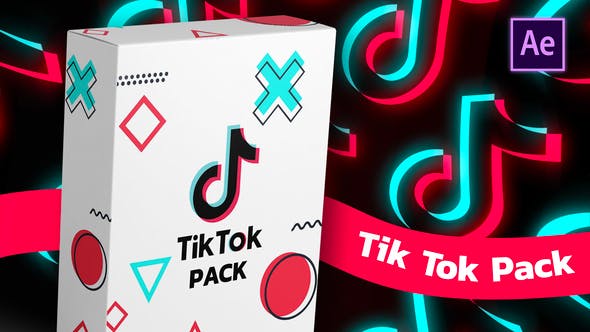 AE手机抖音点赞关注转发竖屏图文包装界面动画TikTok Pack模板