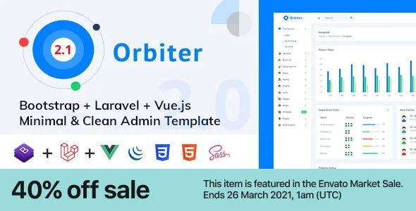 Orbiter主题后台模板三合一Bootstrap + Laravel + Vue 最小干净管理模板v2.1