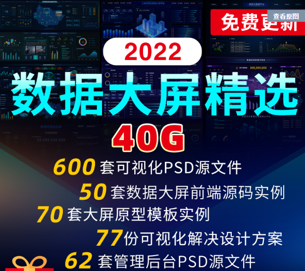 600套大屏可视化大数据设计axure模板原型元件库+ps素材共40G